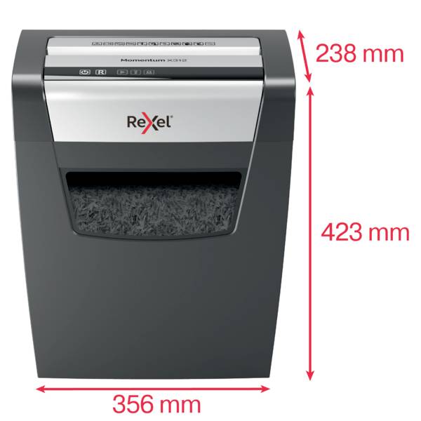 Rexel Momentum X312 Aktenvernichter 12 Blatt Partikelschnitt 5 x 42 mm P-3 23 l Vernichtet auch Hef