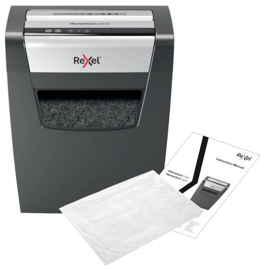 Rexel Momentum X312 Aktenvernichter 12 Blatt Partikelschnitt 5 x 42 mm P-3 23 l Vernichtet auch Heftklammern, Büroklammern