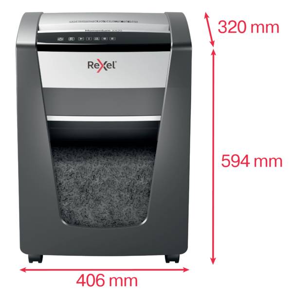 Rexel Momentum X420 Aktenvernichter 20 Blatt Mikroschnitt 4 x 40 mm P-4 30 l Vernichtet auch Heftklammern, Büroklammern
