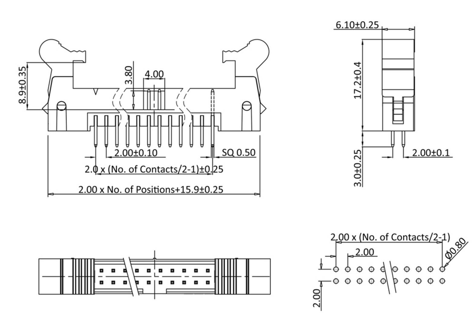 Econ connect EDH2S10G2 Stiftleiste mit Verriegelungshebel kurz Rastermaß: 2mm Polzahl Gesamt: 10 Anzahl Reihen: 2 Tray