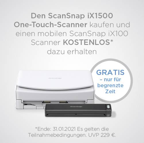 Fujitsu ScanSnap iX1500 Duplex-Dokumentenscanner A4 600 x 600 dpi 30 Seiten/min, 60 Bilder/min USB, WLAN 802.11 b/g/n