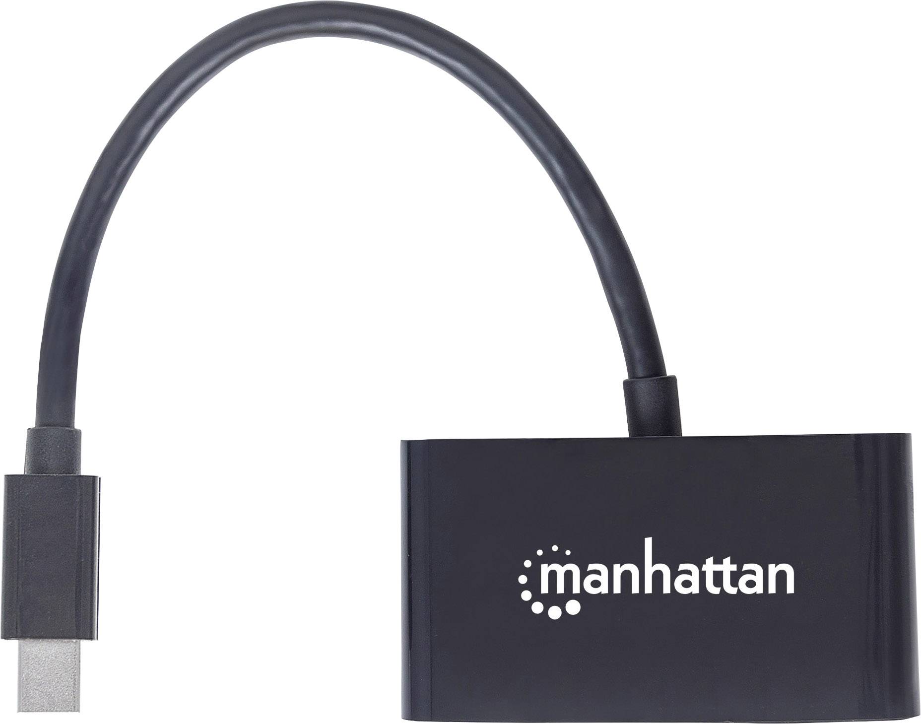 Manhattan 152709 DisplayPort / VGA / HDMI Adapter [1x Mini-DisplayPort Stecker - 1x VGA-Buchse, HDMI-Buchse] Schwarz 16.00 cm