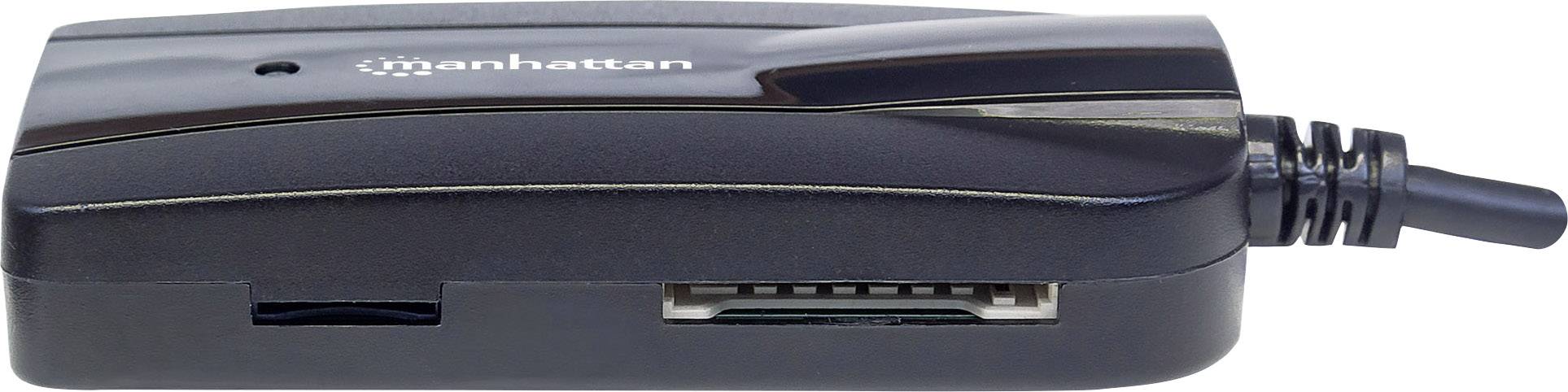 Manhattan 163590 3 Port USB 3.2 Gen 1-Hub (USB 3.0) mit eingebautem SD-Kartenleser Schwarz