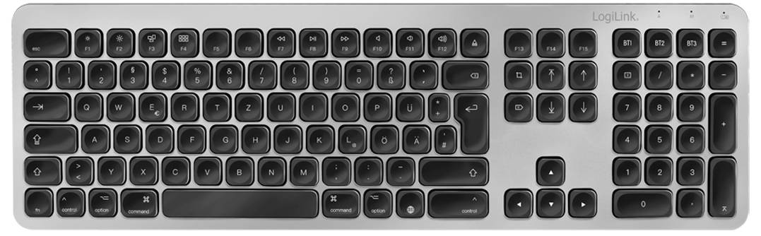 LogiLink ID0206 Bluetooth® Tastatur Deutsch, QWERTZ Silber Easy Switch 3 Geräte
