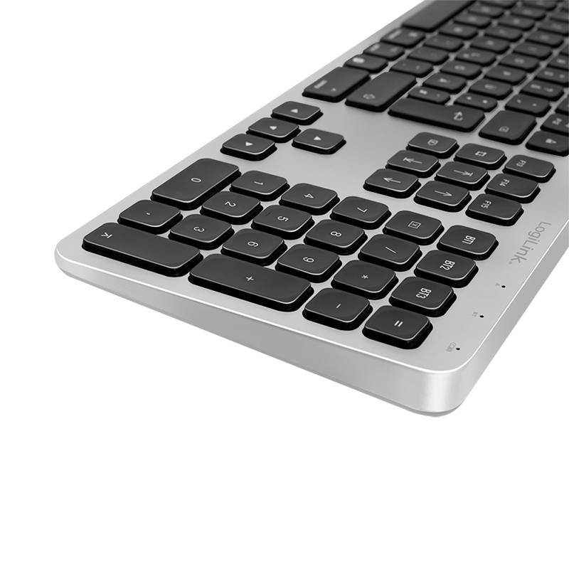 LogiLink ID0206 Bluetooth® Tastatur Deutsch, QWERTZ Silber Easy Switch 3 Geräte