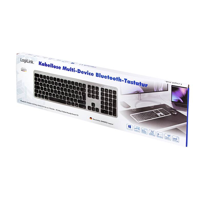 LogiLink Bluetooth Multi-Device Tastatur, max. 3 Geräte koppeln