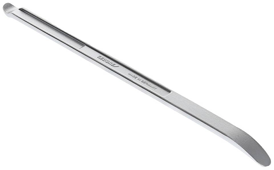 Ein silberner Brecheisen, seitlich liegend, mit der Aufschrift 'Made in Germany'.