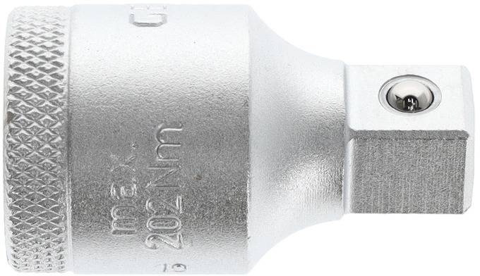 Werkzeugadapter aus Metall mit geriffeltem Griff und quadratischem Ende. Gravur 'max 202Nm' zeigt maximale Belastbarkeit an.
