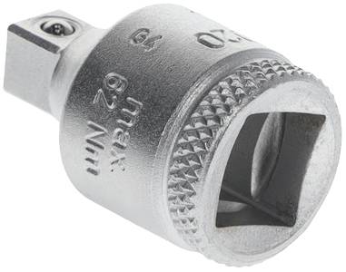 Metall-Steckschlüsseleinsatz mit 1/2-Zoll-Aufnahme und geriffeltem Rand für besseren Halt. Geeignet für mechanische Arbeiten.