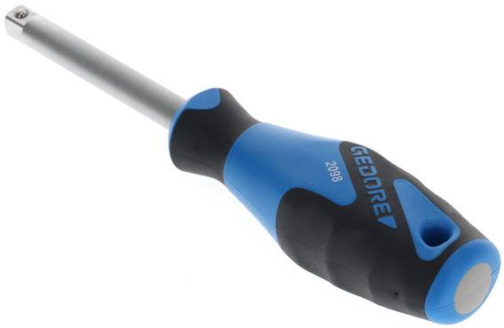 Blauer und schwarzer Schraubenschlüsselgriff mit silbernem Metallaufsatz, auf dem 'GEDORE 2099' steht.