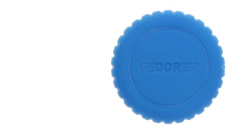 Blauer Schraubenschlüsselgriff mit der Aufschrift 'GEDORE', geriffelte Kanten, auf weißem Hintergrund.