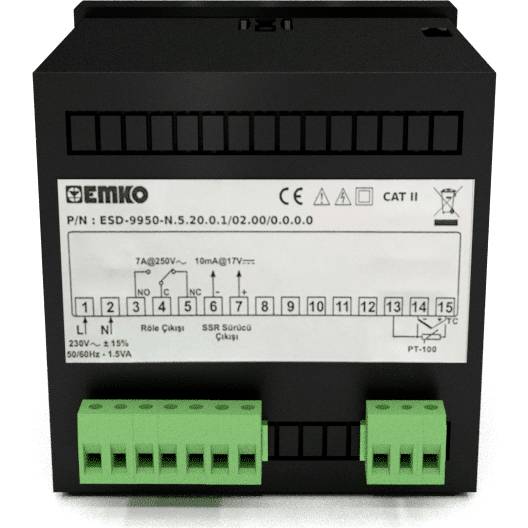 Emko ESD-9950-N.2.20.0.1/02.00/0.0.0.0 Temperaturregler Pt100, S, R, K, J (L x B x H) 110 x 96 x 96mm