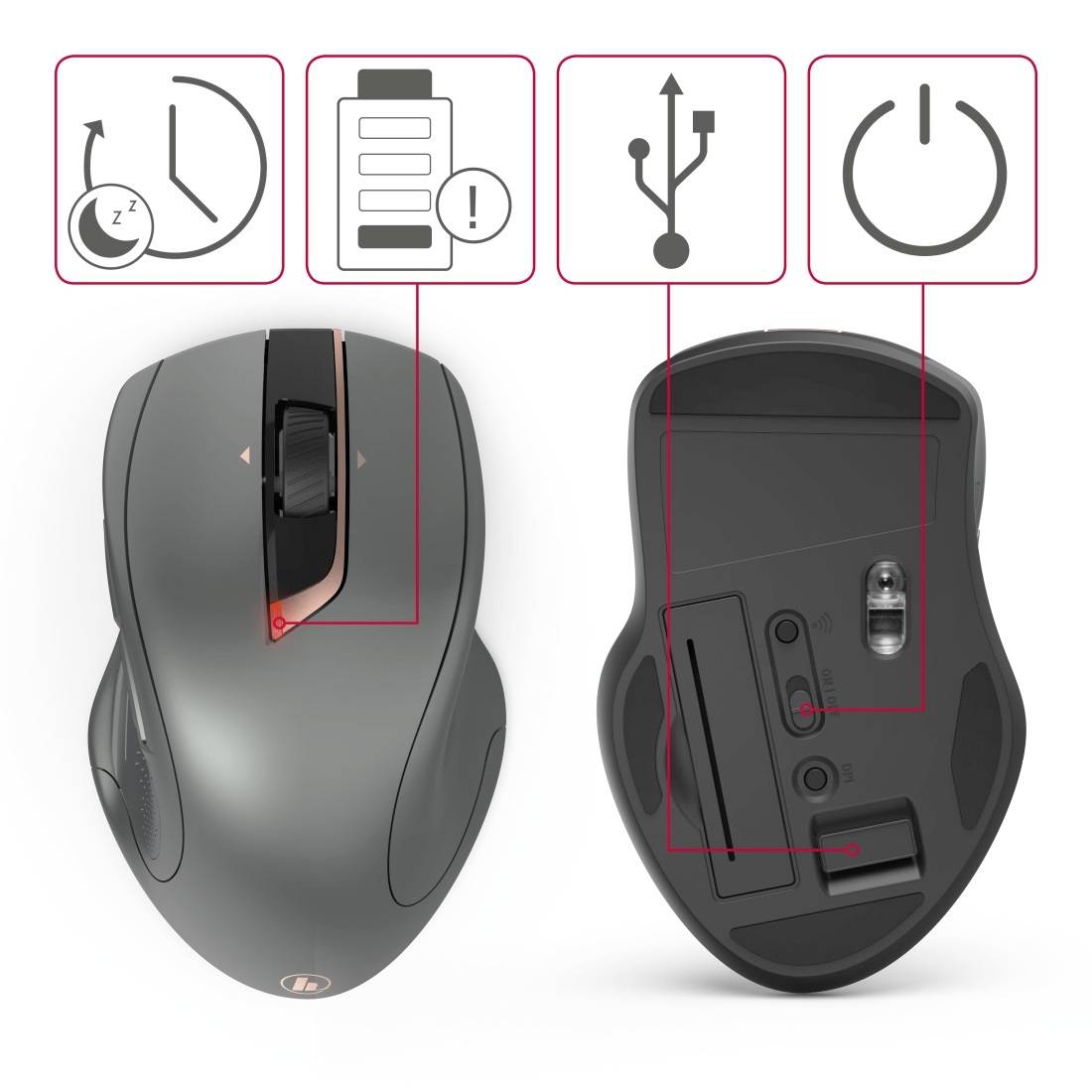 Hama MW-800 Kabellose Maus Funk Laser Schwarz 7 Tasten 2400 dpi Beleuchtet, Ergonomisch