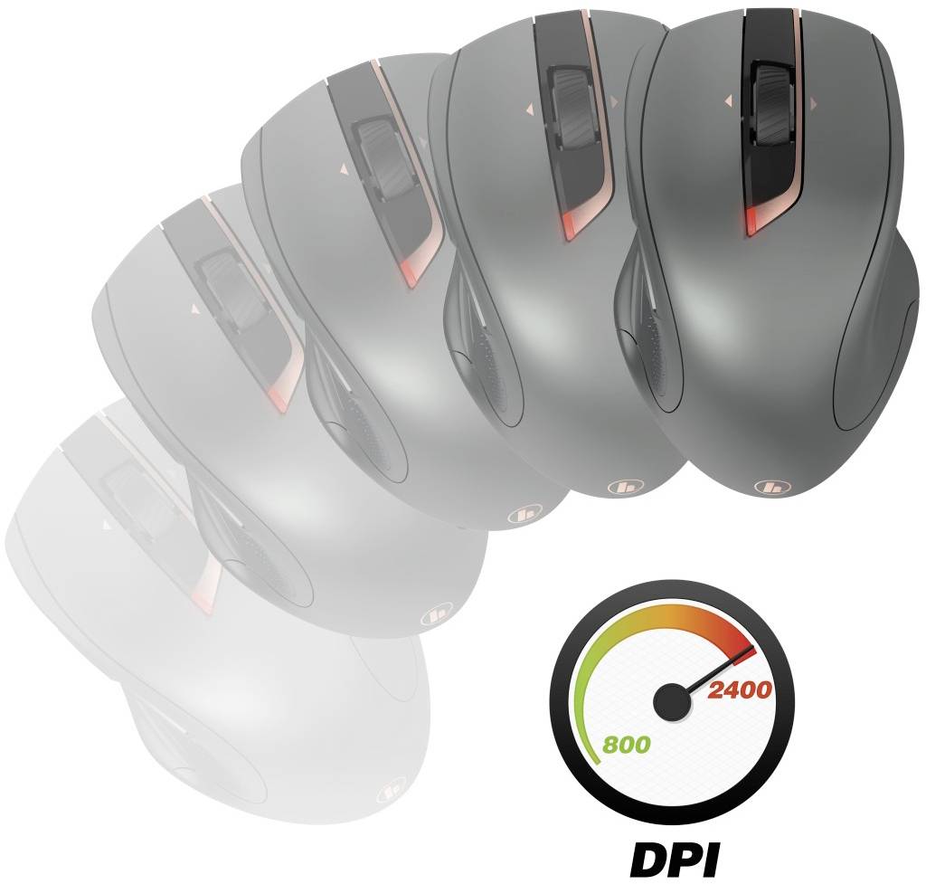 Hama MW-800 Kabellose Maus Funk Laser Schwarz 7 Tasten 2400 dpi Beleuchtet, Ergonomisch