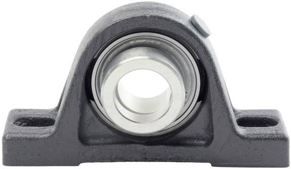 Ein Lagereinheit mit zylindrischem Metallgehäuse und runder Öffnung, montiert auf einer festen Basis.