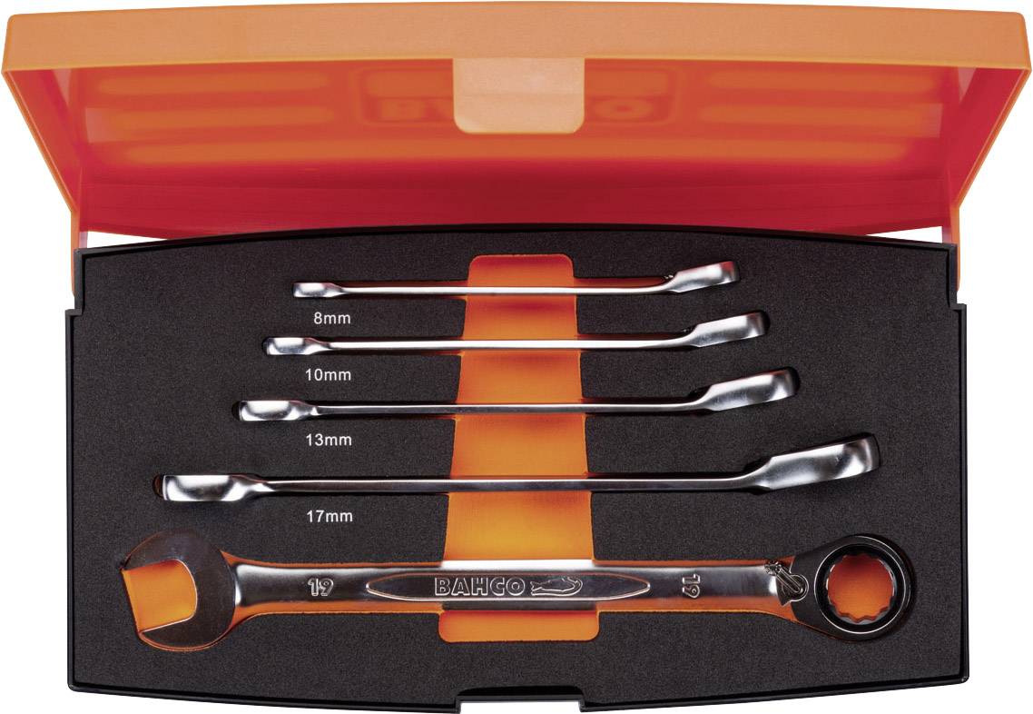 Bahco 1RM/S5 Knarren-Ring-Maulschlüssel-Satz 5teilig Schlüsselweite (Metrisch) 8 - 19mm