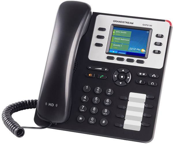 Grandstream GXP-2130 VoIP SIP Telefon Schnurgebundenes Telefon, VoIP Wettervorhersage, Integrierter Webserver, PoE Farbdisplay Schwarz