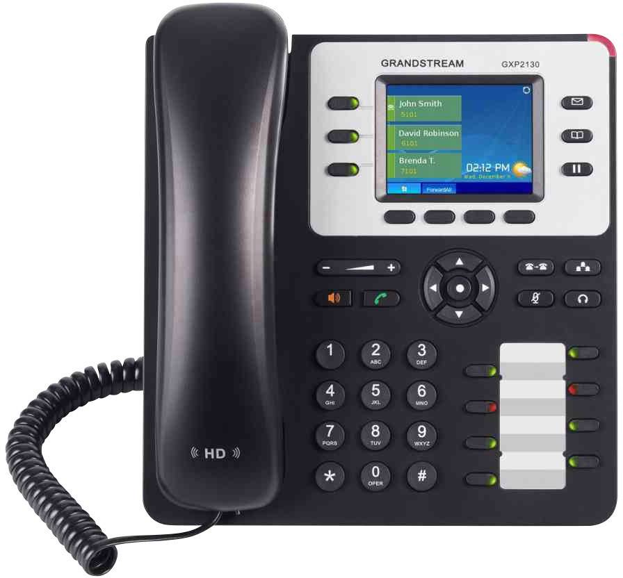 Grandstream GXP-2130 VoIP SIP Telefon Schnurgebundenes Telefon, VoIP Wettervorhersage, Integrierter Webserver, PoE Farbdisplay Schwarz