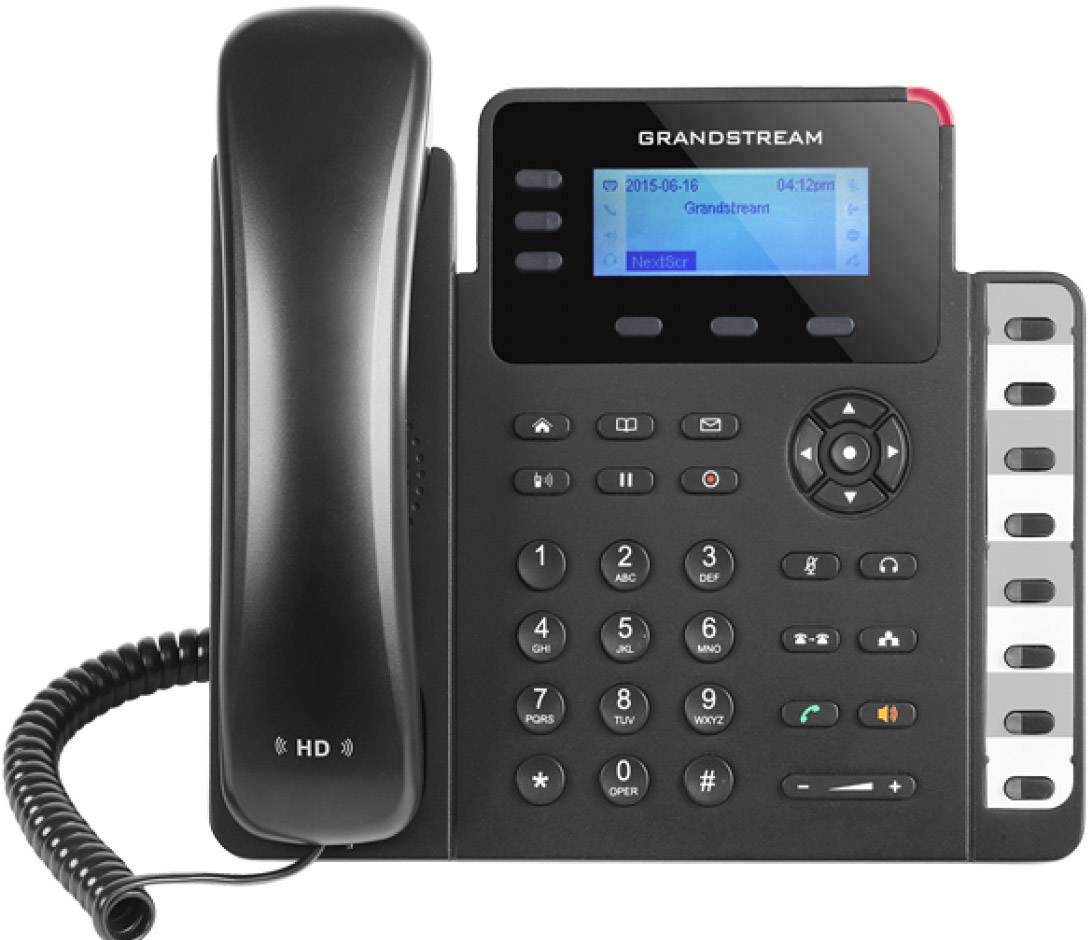 Grandstream SIP GXP-1630 Entry High-End Schnurgebundenes Telefon, VoIP PoE LC-Display Schwarz