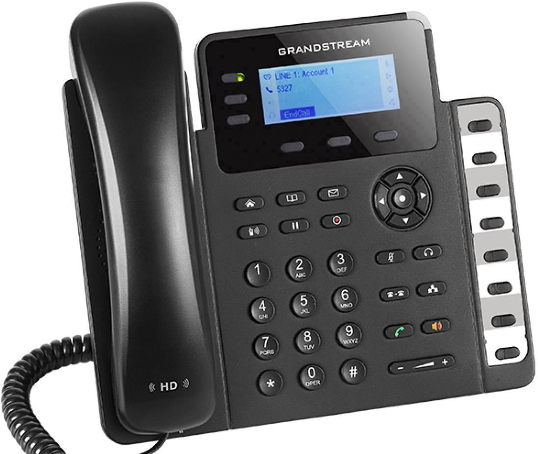 Grandstream SIP GXP-1630 Entry High-End Schnurgebundenes Telefon, VoIP PoE LC-Display Schwarz