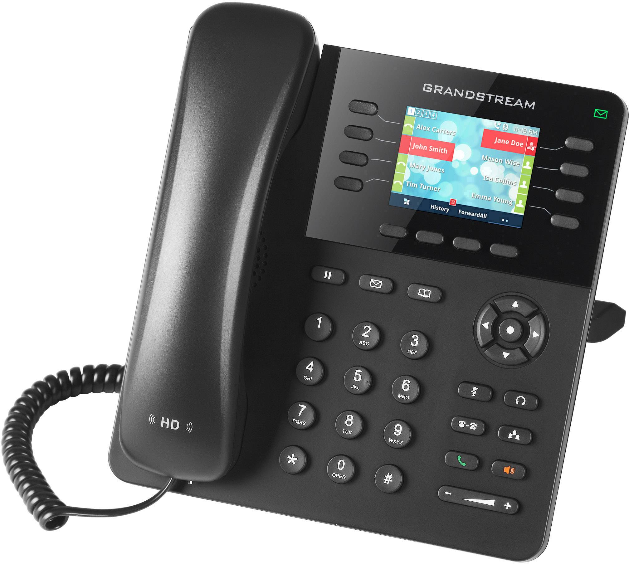 Grandstream SIP GXP-2135 Advanced Entry Schnurgebundenes Telefon, VoIP Bluetooth, PoE Farbdisplay Schwarz