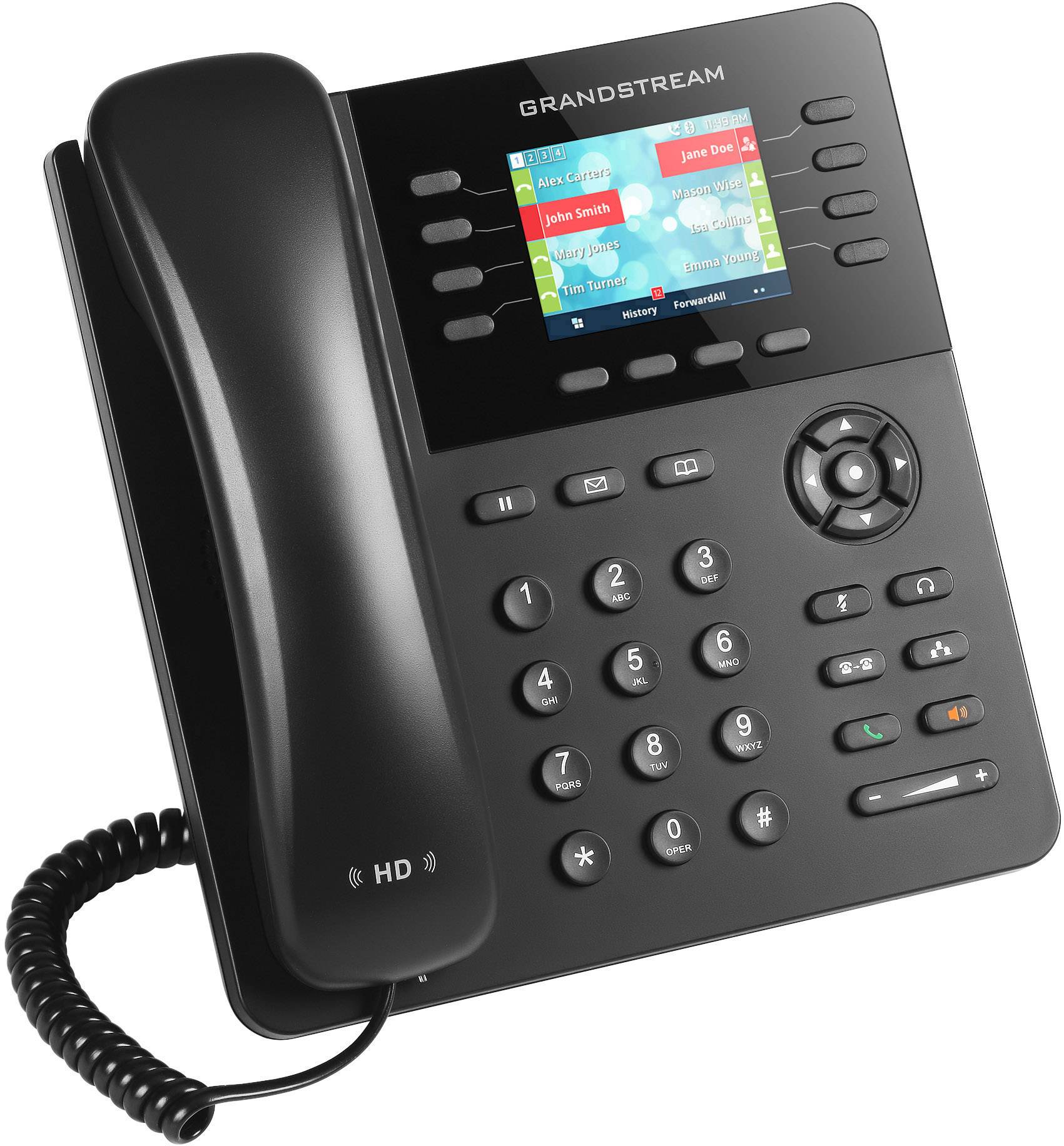 Grandstream SIP GXP-2135 Advanced Entry Schnurgebundenes Telefon, VoIP Bluetooth, PoE Farbdisplay Schwarz