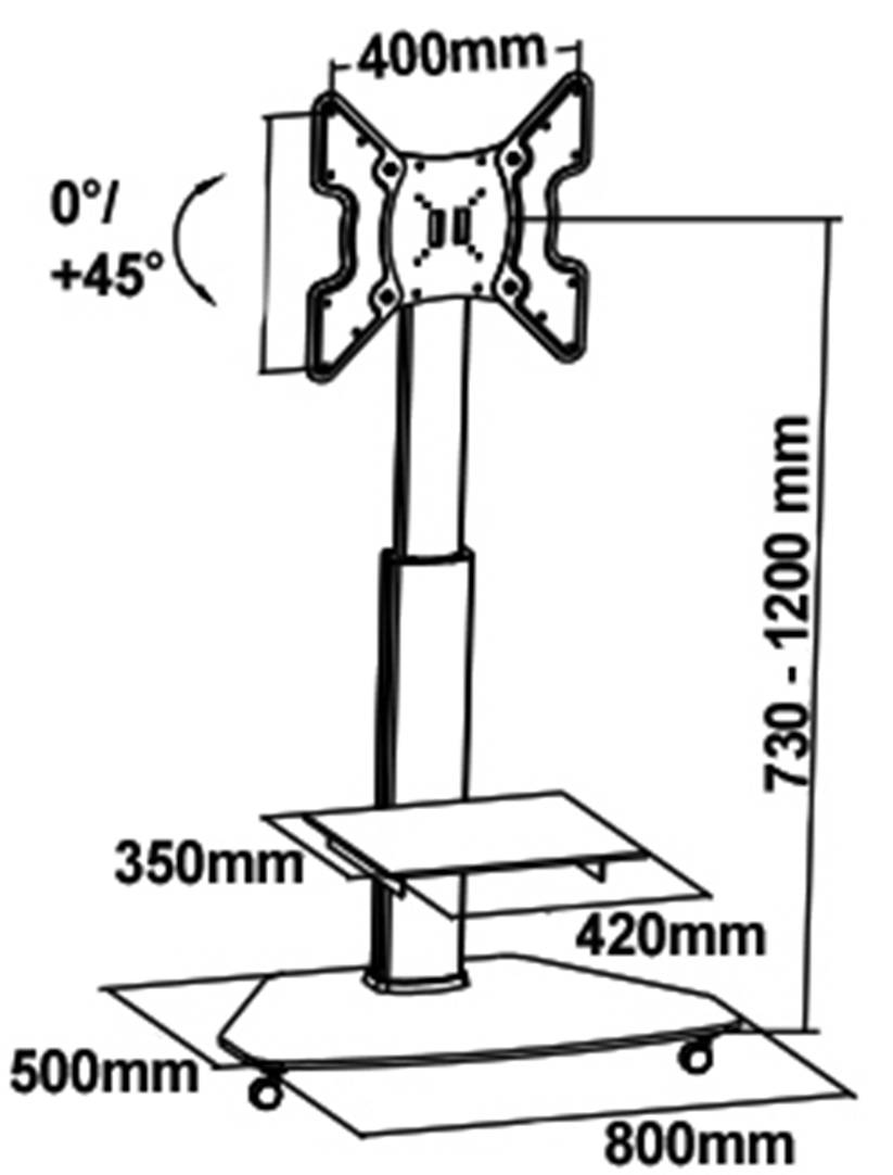 My Wall HP1CL TV-Rollwagen Ausziehbar, Höhenverstellbar 81,3cm (32") - 139,7cm (55") Neigbar+Schwenkbar