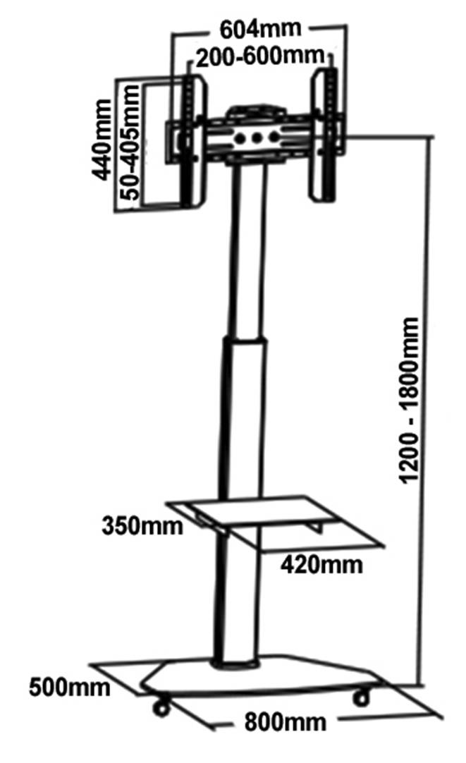 My Wall HP1DWL TV-Rollwagen 94,0cm (37") - 177,8cm (70") Schwenkbar