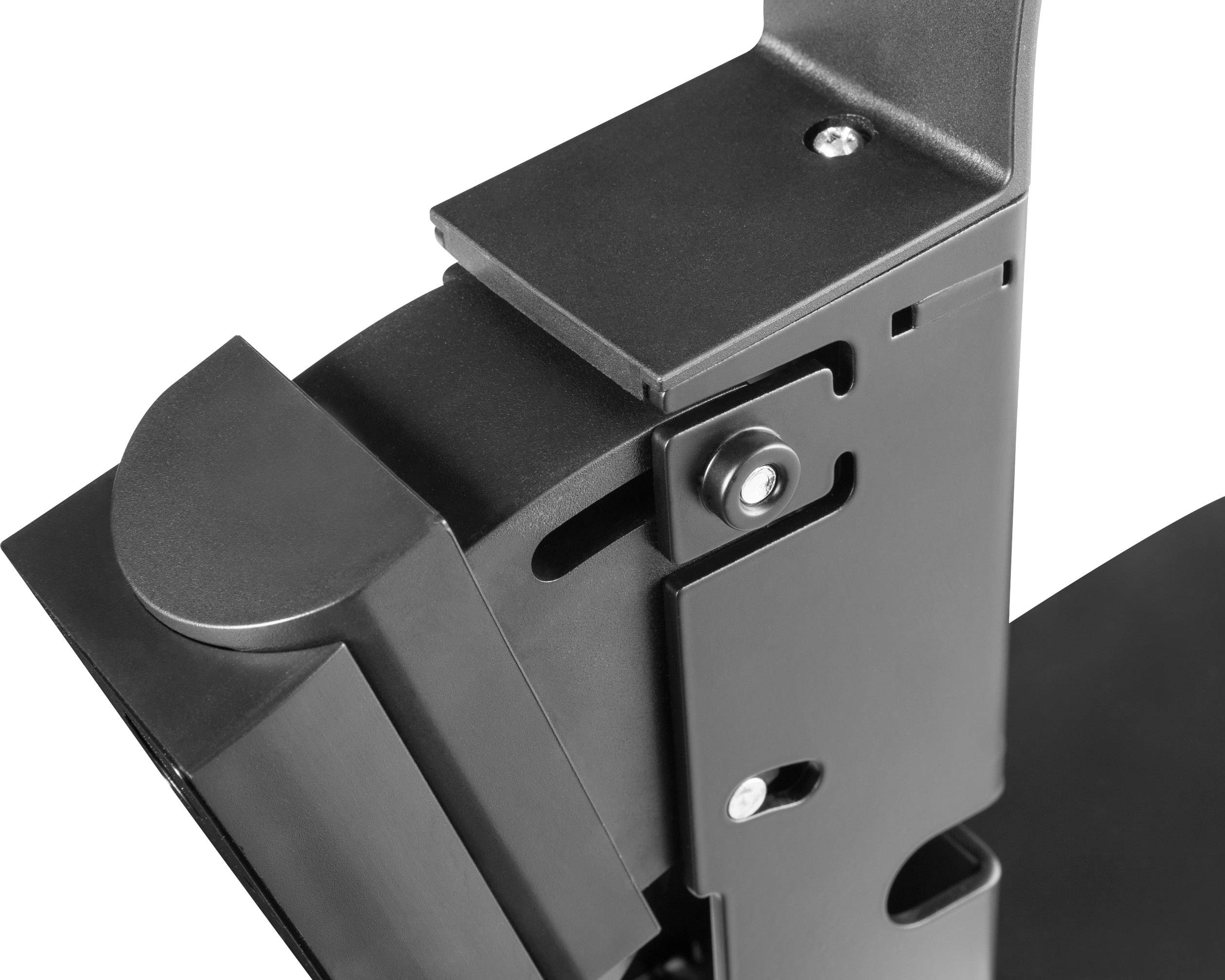 Schwarzes Metallteil mit Schrauben und Bolzen, industrielles Design, undefined Zweck.