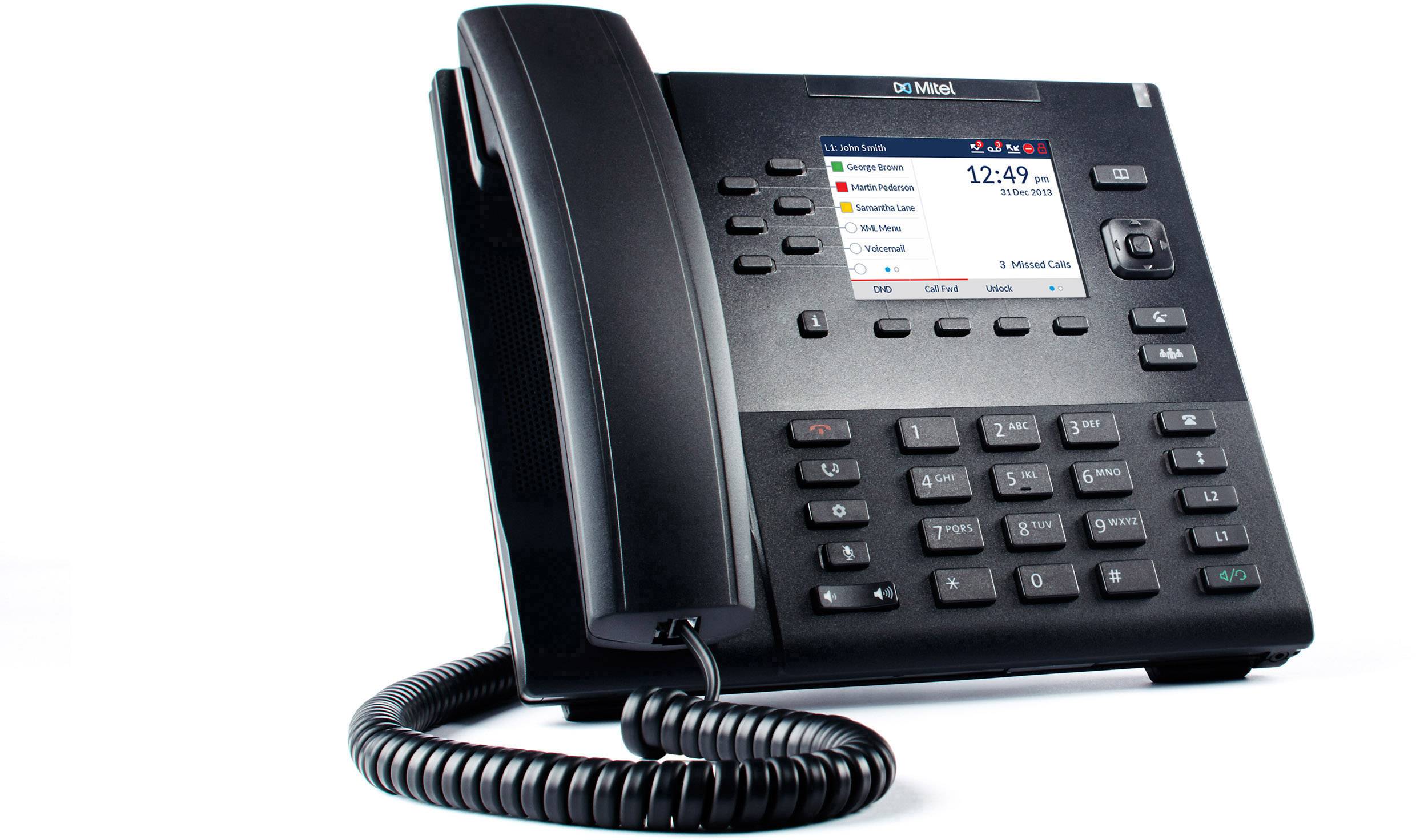 Mitel 6867 VoIP SIP Telefon Schnurgebundenes Telefon, VoIP PIN Code, Integrierter Webserver, PoE Farbdisplay Schwarz