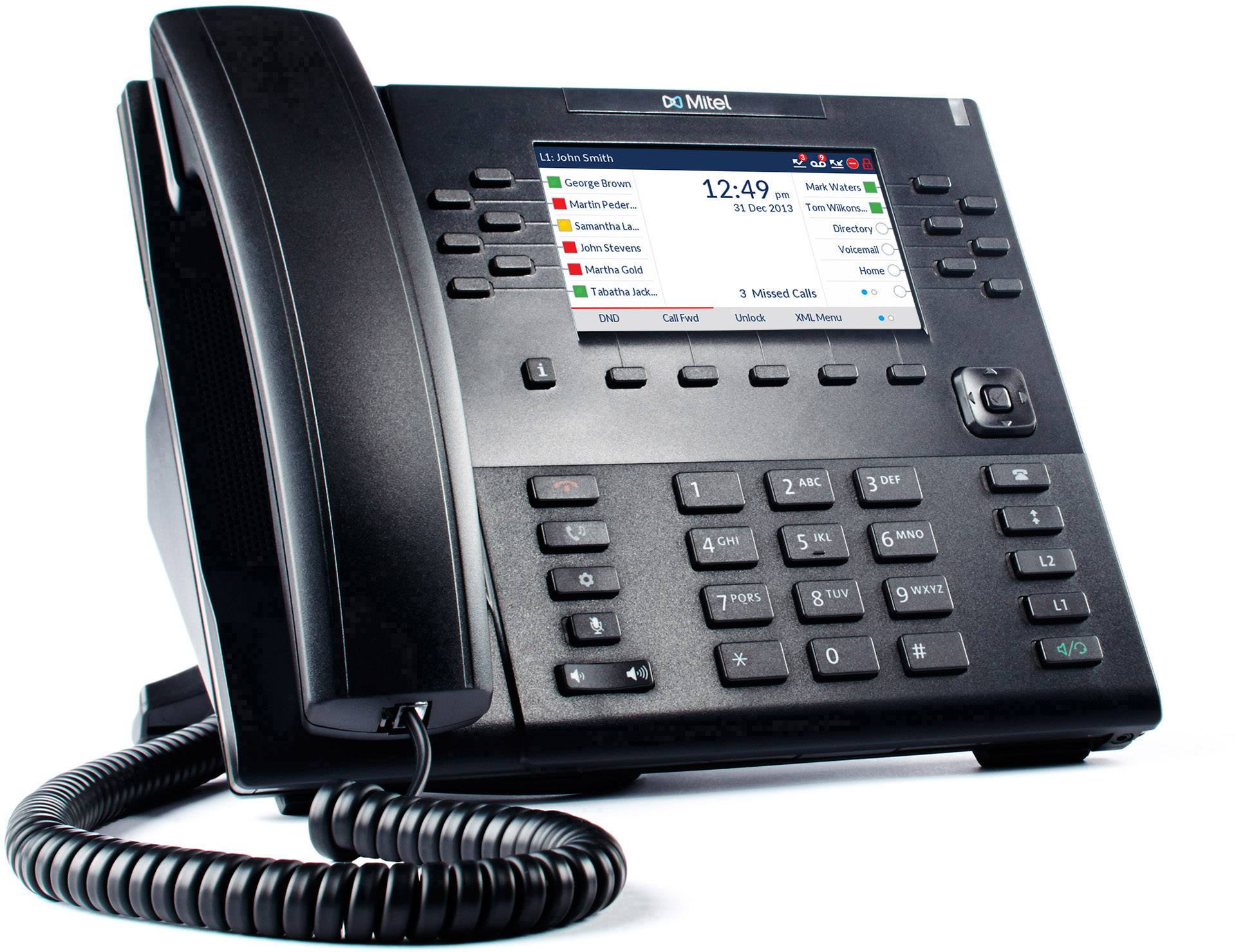 Mitel 6869 VoIP SIP Telefon Schnurgebundenes Telefon, VoIP Integrierter Webserver, PoE Farbdisplay Schwarz