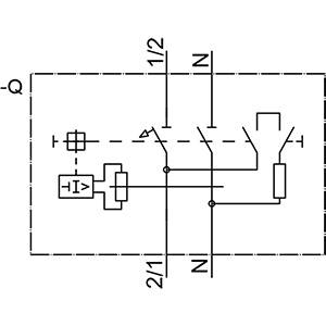 Diagramm eines pneumatischen Schaltplans mit Ventil-, Zylinder- und Leitungssymbolen. Beschriftungen 'Q', '1/2', '2/1' sind sichtbar.