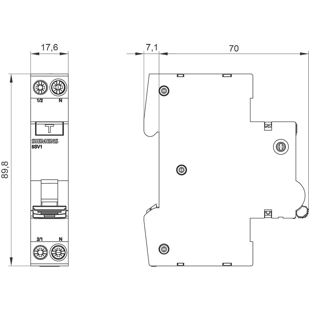 Siemens 5SV13166KK16 FI-Schutzschalter/Leitungsschutzschalter 1polig 16A 0.03A 230V