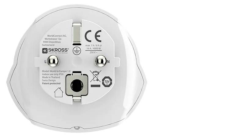 SKROSS Country Adapter World to Europe - Adapter für Power Connector - Typ F (S)