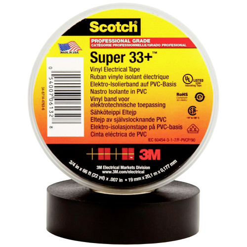 3M SUPER33+-19X20 Isolierband Scotch® Schwarz (L x B) 20m x 19mm 1St.