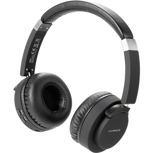 Vivanco BTHP 260 On Ear Kopfhörer Bluetooth®, kabelgebunden Schwarz Faltbar, Headset, Batterieladea
