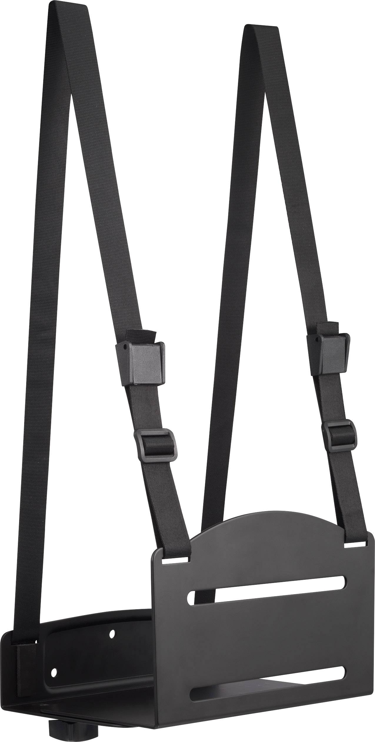 Schwarzer Fahrradkorb zur Montage am Gepäckträger, inklusive verstellbarer Gurte für sicheren Halt. Geeignet für Taschen und kleine Lasten.