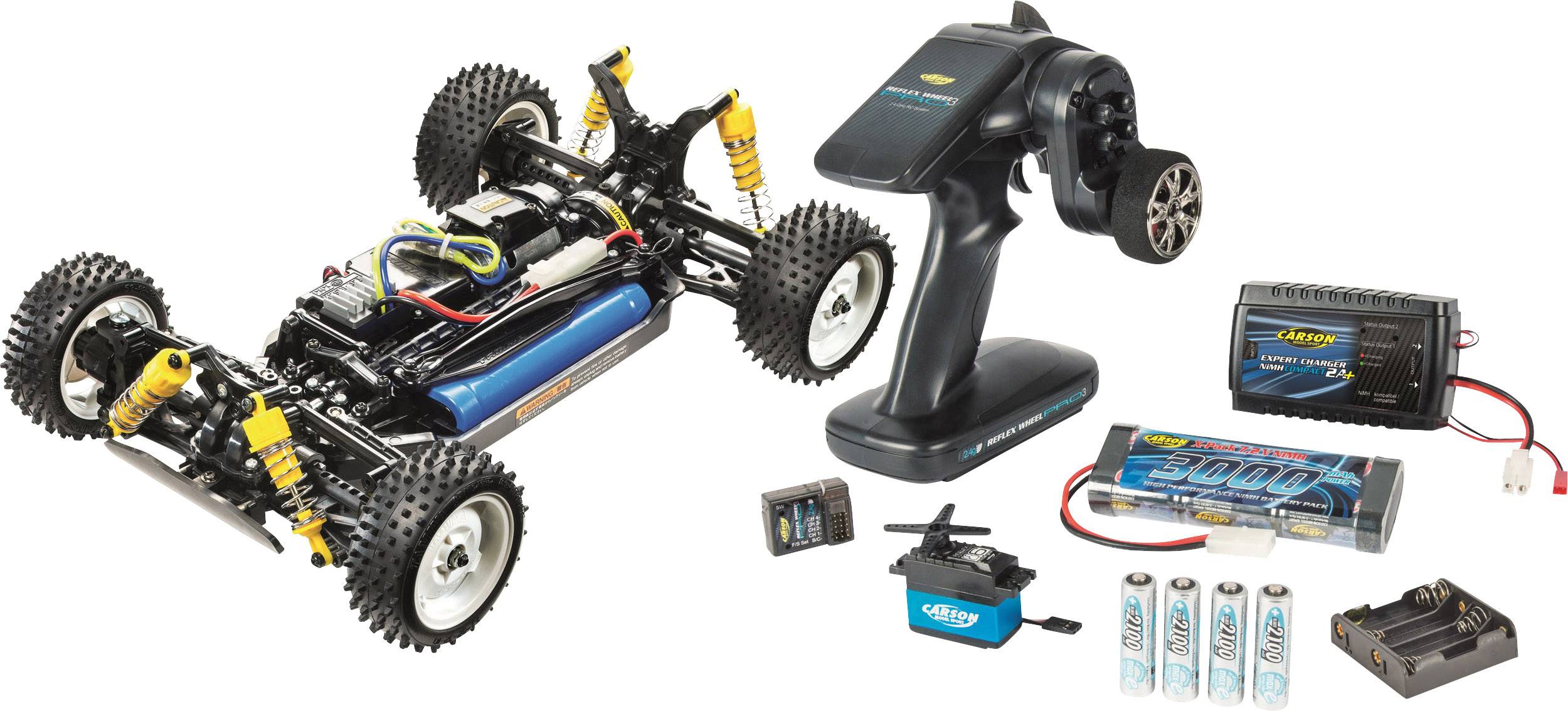 Tamiya NeoScorcher "1st Try" Brushed 1:10 RC Modellauto Elektro Buggy Allradantrieb (4WD) Bausatz 2,4GHz Exklusiv Set