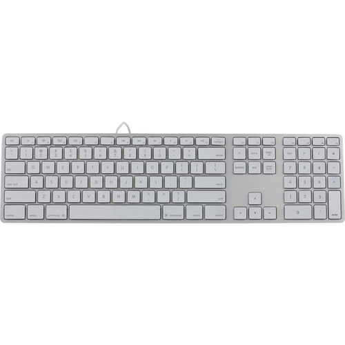 Matias FK318LS-DE USB Tastatur Deutsch, QWERTZ, Mac Silber, Weiß Beleuchtet, USB-Anschluss