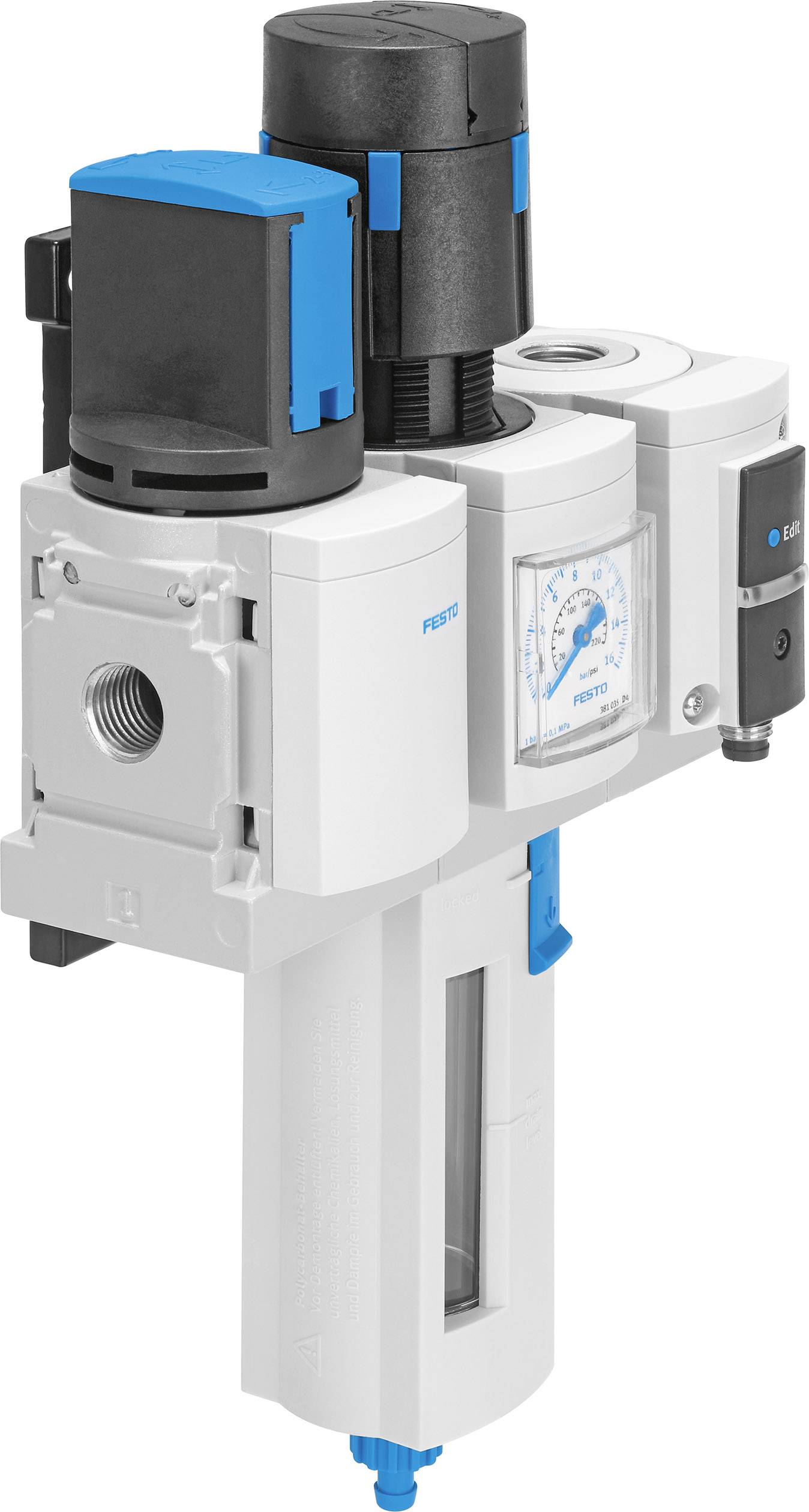 FESTO 8025356 MSB4-1/4:C3:J1:F12-WP Wartungseinheit 1/4" Druckluft, Inerte Gase Betriebsdruck (max.) 14 bar
