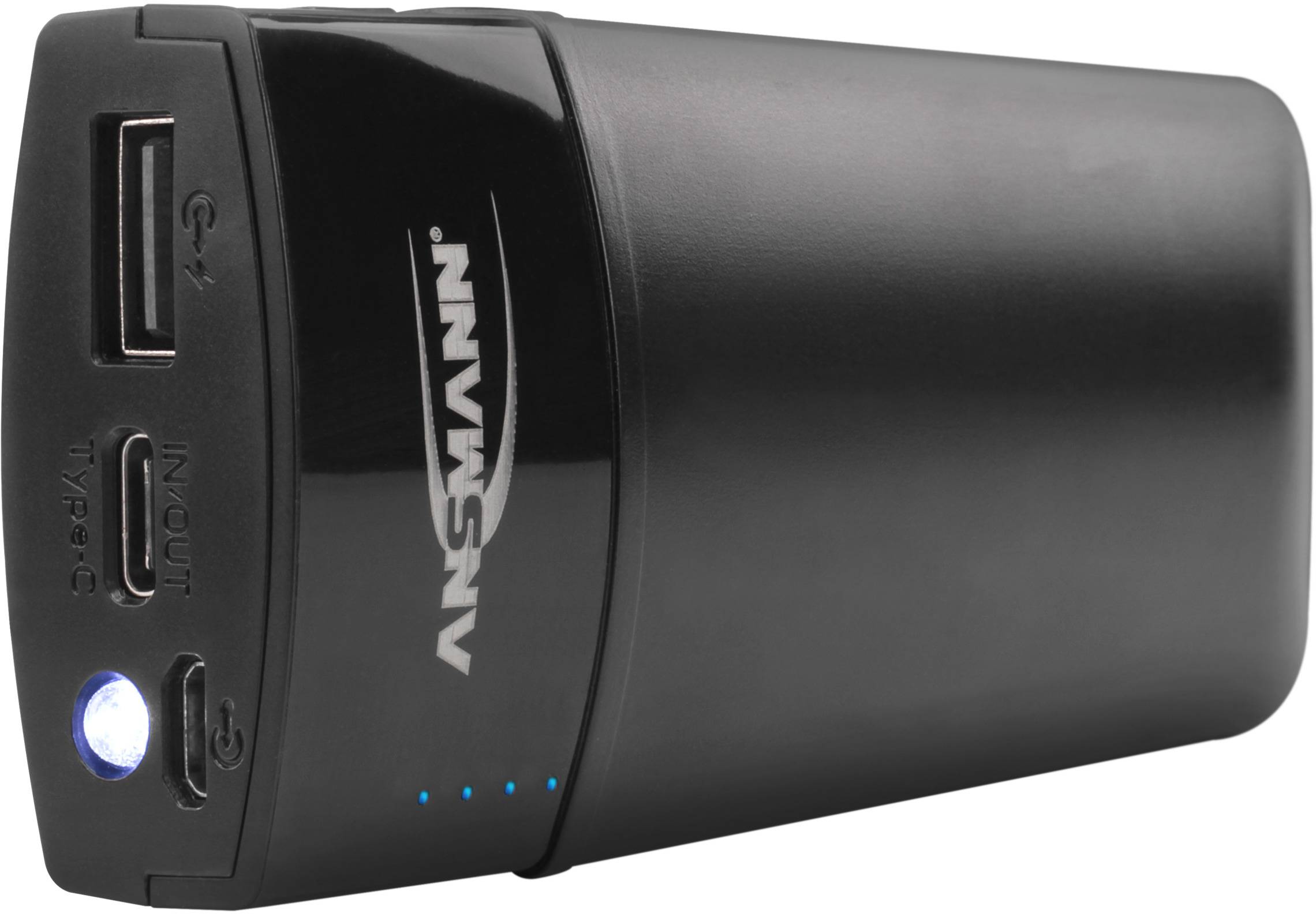 Ansmann 5.4 Typ C Powerbank 5000 mAh Smart IC Li-Ion Micro USB, USB-C™ Schwarz Statusanzeige, Taschenlampe