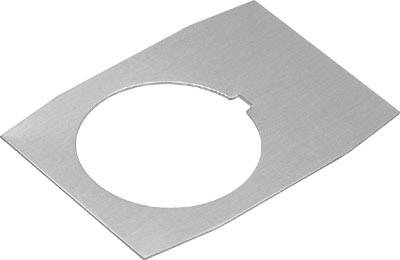 Ein rechteckiges Metallblech mit rundem Ausschnitt in der Mitte. Hochwertiges Material, präzise Verarbeitung.