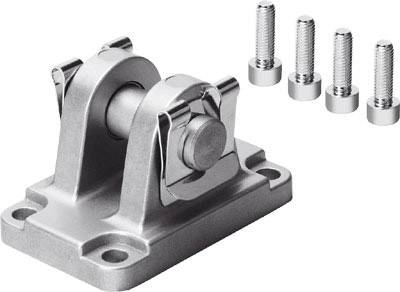 Metallisches Kippgelenk mit vier Schrauben, zur Befestigung an einer flachen Oberfläche, dargestellt von oben.