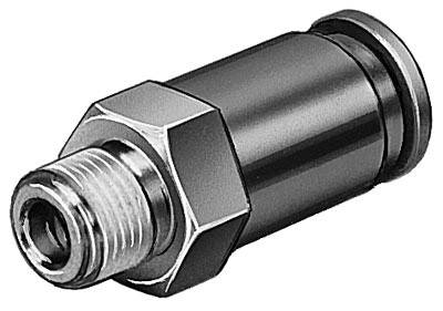 Ein Metallventil mit Gewinde, zylindrisch geformt, verwendet für hydraulische oder pneumatische Systeme.
