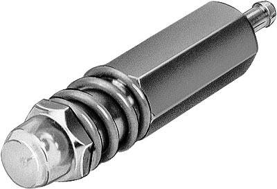 Eine Metallapparatur mit einem federbelasteten Mechanismus, wahrscheinlich ein Ventil oder ein technisches Bauteil.