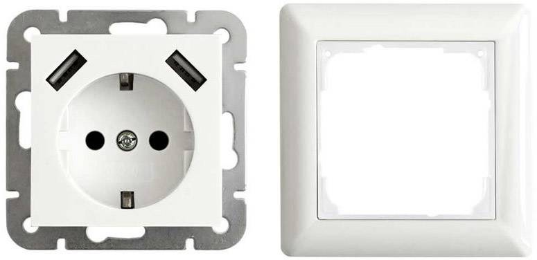 LEDmaxx 106648 1fach Unterputz-Steckdose mit USB, erhöhter Berührungsschutz Weiß