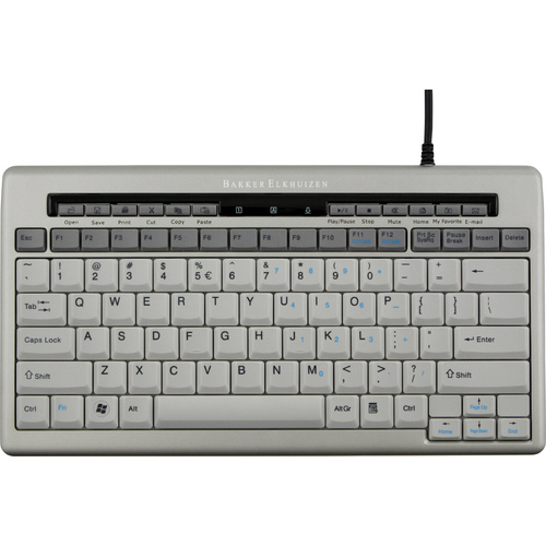 BakkerElkhuizen S-board 840 Design USB Tastatur Belgisch, AZERTY Silber, Weiß Multimediatasten, Ext