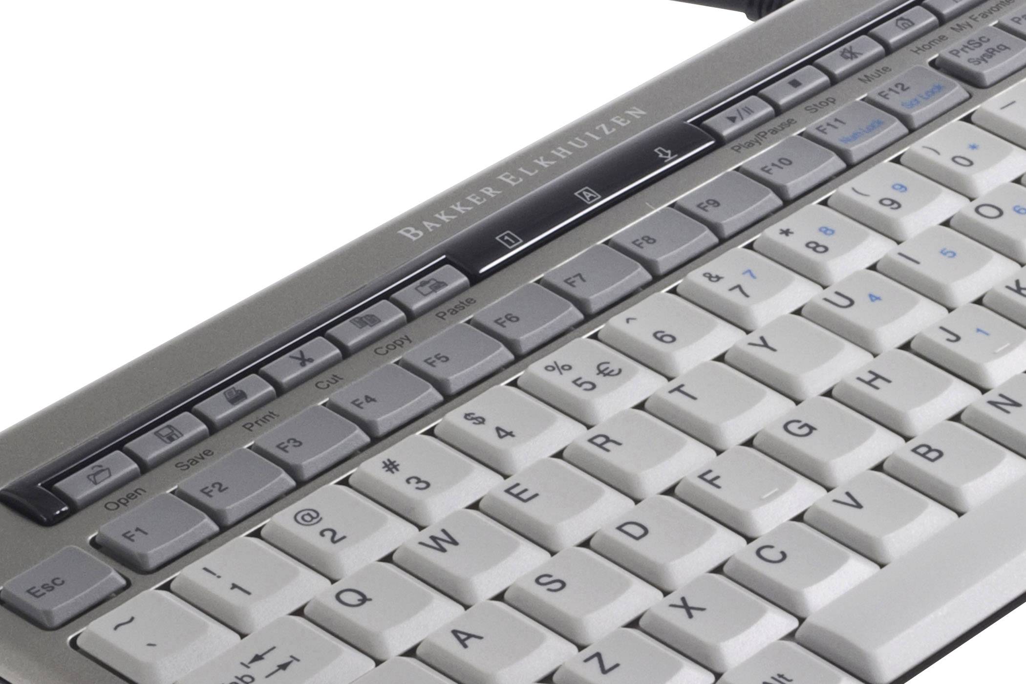 BakkerElkhuizen S-board 840 Design USB Tastatur Deutsch, QWERTZ Silber, Weiß Multimediatasten, Extragroße Tasten, Ergonomisch