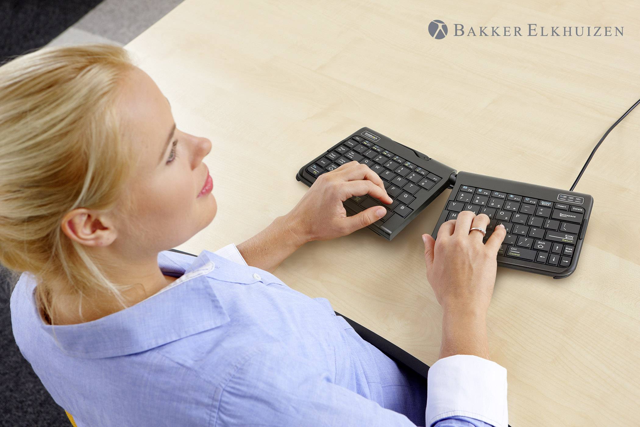 BakkerElkhuizen Goldtouch Travel Go2 USB Tastatur Deutsch, QWERTZ Schwarz Faltbar, USB-Anschluss