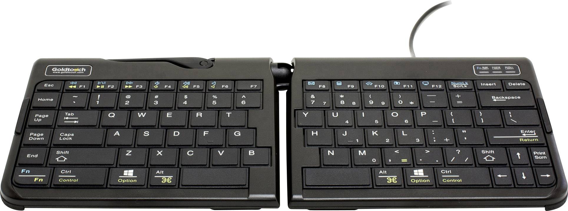 BakkerElkhuizen Goldtouch Travel Go2 USB Tastatur Deutsch, QWERTZ Schwarz Faltbar, USB-Anschluss